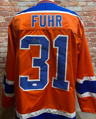 Grant Fuhr Edmonton Oilers Signed Orange Jersey JSA COA