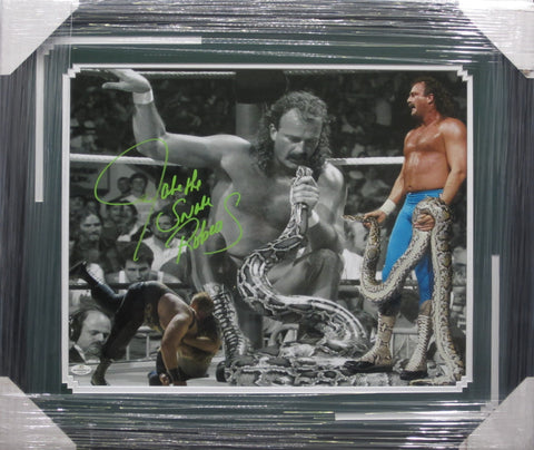 Jake "The Snake" Roberts AEW SIGNED 16x20 Framed Photo Collage WITH COA