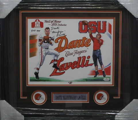 Cleveland Browns Dante "Gluefingers" Lavelli SIGNED 11x14 Framed Lithograph WITH COA