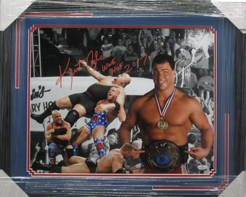 WWE Kurt Angle SIGNED 16x20 Framed Photo Collage WITH COA