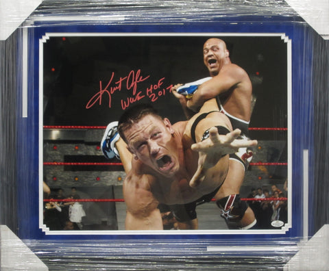 WWE John Cena vs. Kurt Angle SIGNED 16x20 Framed Photo WITH COA