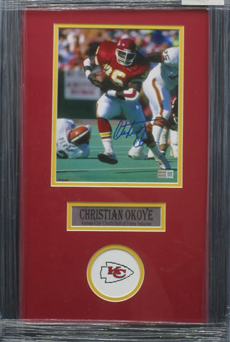 Kansas City Chiefs Christian Okoye SIGNED 8x10 Framed Photo WITH COA