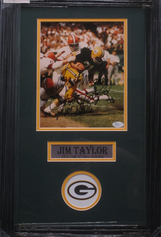 Green Bay Packers Jim Taylor SIGNED 8x10 Framed Photo JSA COA