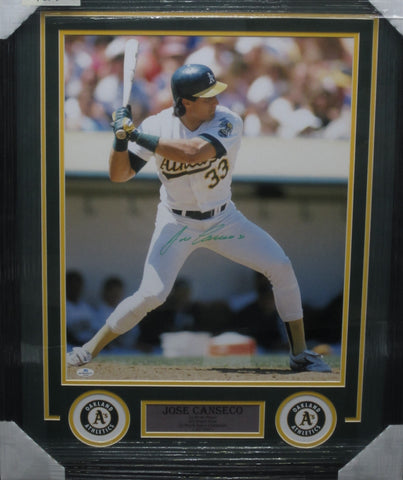 Oakland Athletics Jose Canseco SIGNED 16x20 Framed Photo WITH COA