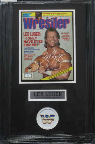 Lex Luger SIGNED 8x10 Framed 1993 Wrestler Magazine WITH COA