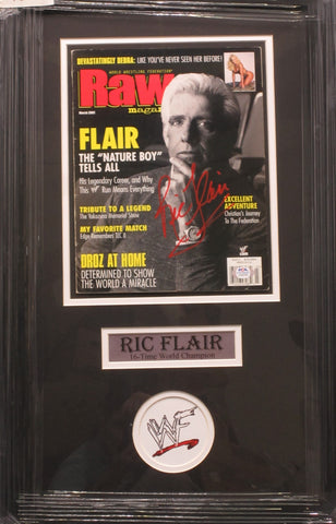 Ric Flair SIGNED 8x10 Framed 2002 Raw Magazine PSA COA