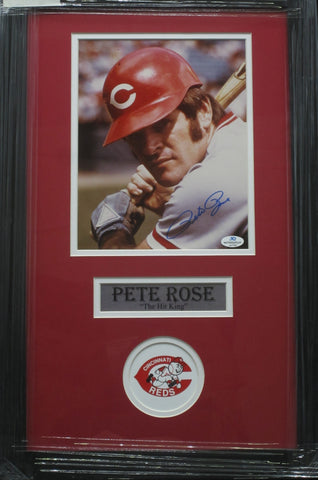 Cincinnati Reds Pete Rose SIGNED 8x10 Framed Photo WITH COA