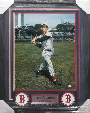 Boston Red Sox Ted Williams SIGNED 16x20 Framed Photo PSA COA