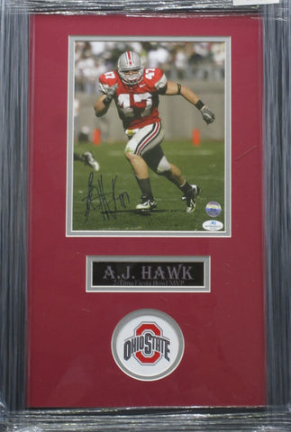 Ohio State Buckeyes A.J. Hawk SIGNED 8x10 Framed Photo WITH COA