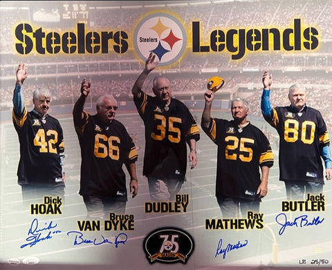 Steelers Dick Hoak, Bruce Vandyke, Ray Matthews, Jack Butler Signed 16x10 with JSA COA