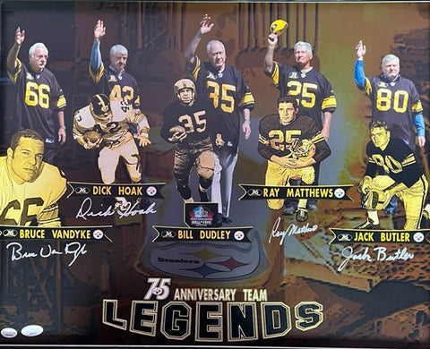 Bruce Vandyke, Dick Hoak, Ray Matthews, Jack Butler Signed Steelers 16x20 with JSA COA