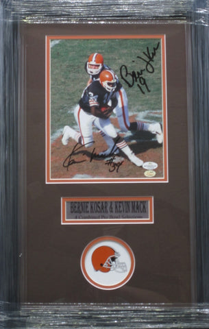 Cleveland Browns Bernie Kosar & Kevin Mack SIGNED 8x10 Framed Photo WITH COA