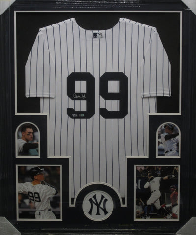 New York Yankees Aaron Judge SIGNED Framed Matted Jersey FANATICS COA