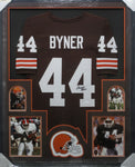 Cleveland Browns Earnest Byner SIGNED Framed Matted Jersey JSA COA