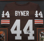 Cleveland Browns Earnest Byner SIGNED Framed Matted Jersey JSA COA