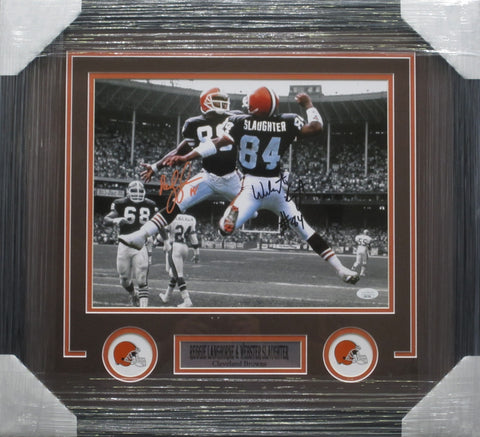 Cleveland Browns Reggie Langhorne & Webster Slaughter SIGNED 11x14 Framed Photo JSA COA