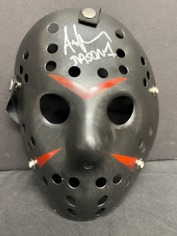 Ari Lehman Friday the 13th Signed Black Mask with Jason 1 Inscr. With JSA COA