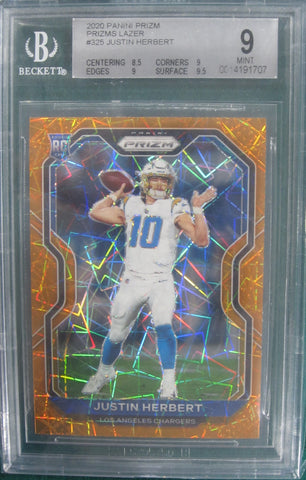 Justin Herbert 2020 Panini Prizm Prizms Lazer Mint 9 Beckett