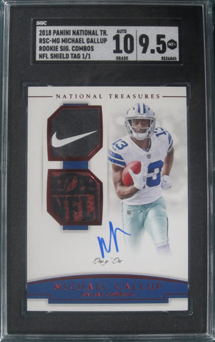 Michael Gallup 2018 Panini National Tr Rookie Sig Combos SGC 9.5 Mint Auto 10