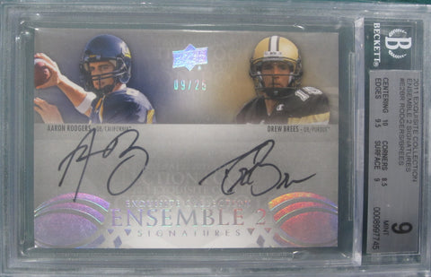 Rodgers/Brees 2011 Exquisite Collection Ensemble 2 Signatures Beckett Mint 9