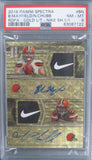 B. Mayfield/N.Chubb 2018 Panini Spectra RDPA Gold L/T Nike Sh. 1/1 PSA NM MT 8 Card