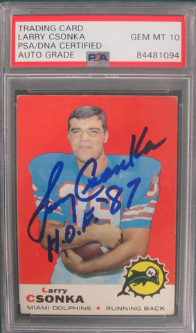 Larry Csonka PSA DNA Certified Auto Grade Gem Mint 10 Card