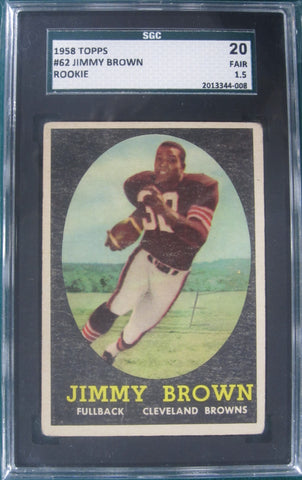 Jimmy Brown Cleveland Browns 1956 Topps Rookie #62 SGC Graded Fair 1.5 Card