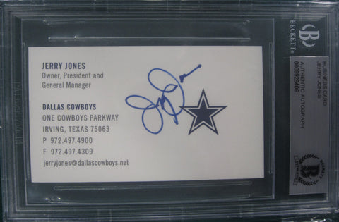 Jerry Jones Dallas Cowboys Business Card Beckett Authentic Autograph Card