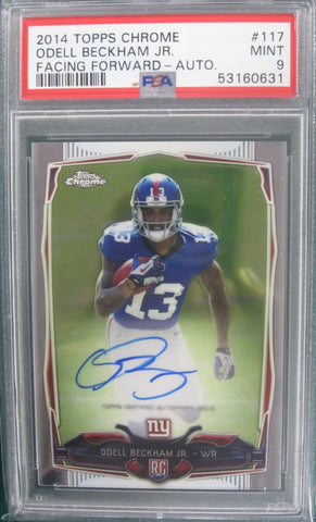 Odell Beckham Jr 2014 Topps Chrome #114 Facing Forward Auto PSA Mint 9 Card