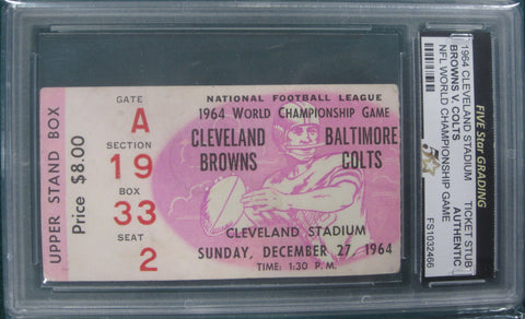 1964 Cleveland Stadium Browns v Colts NFL World Champ Game Authentic Ticket Stub Five Star