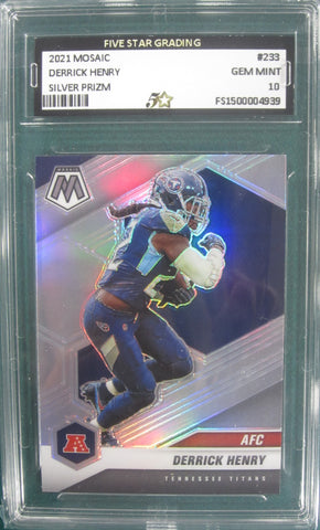 Derrick Henry 2021 Mosaic Silver Prizm #233 Five Star Graded Gem Mint 10 Card