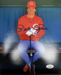 Cincinnati Reds Pete Rose Sitting Signed 8x10 with JSA COA