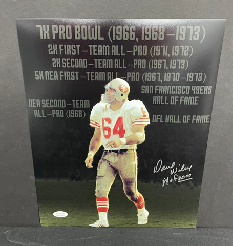 Dave Wilcox San Francisco 49ers Signed 16x20 Stats Photo w/ "HOF 2000"