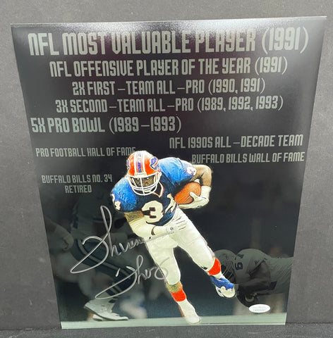 Thurman Thomas Buffalo Bills Signed 11x14 Stats Photo JSA COA