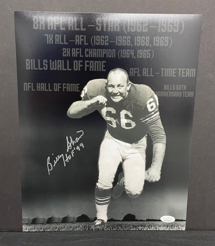 Billy Shaw Buffalo Bills Signed 16x20 Stats Photo w/ "HOF '99" Inscription JSA COA