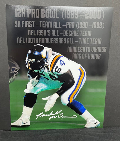 Randall McDaniel Minnesota Vikings Signed 11x14 Stats Photo JSA COA