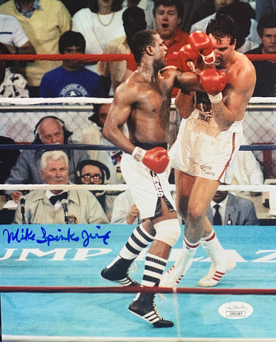 Michael Spinks Boxing Signed 8x10 Cooney Jinx Inscr. With JSA COA