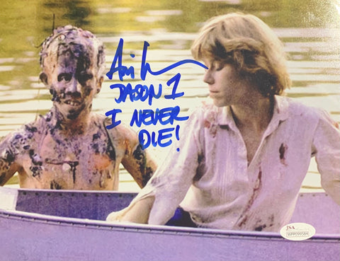 Ari Lehman Signed Friday the 13th 8x10 Jason 1, I Never Die Inscr. With JSA COA