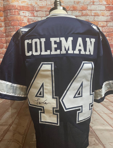 Lincoln Coleman Dallas Cowboys Signed Blue Jersey JSA COA