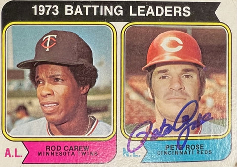 Cincinnati Reds Pete Rose Signed Card 1973 Batting Leaders with JSA COA