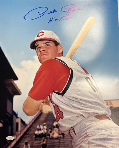 Cincinnati Reds Pete Rose Signed 16x20 with "Hit King" Inscription with JSA COA