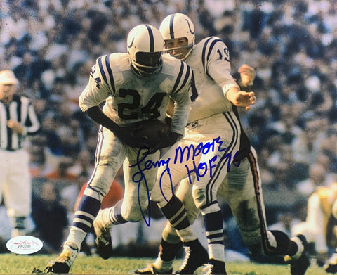 Lenny Moore Baltimore Colts Signed 8x10 Hand Off With JSA COA