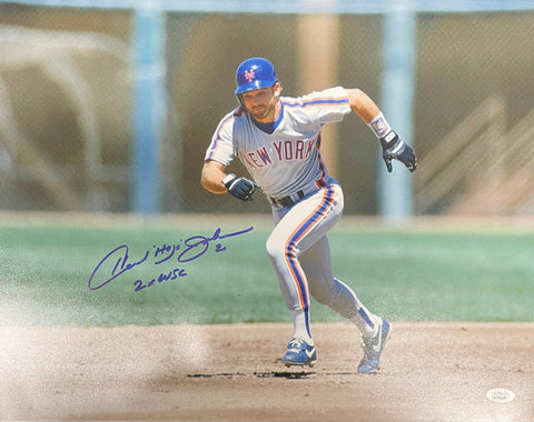 Howard "HoJo" Johnson New York Mets Signed 11x14 Running w/ Insc. "2x WSC" JSA COA