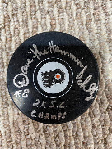 Philadelphia Flyers Dave Shultz Signed Puck With Inscr. With JSA