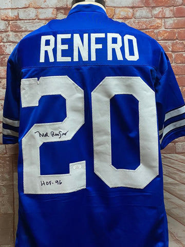 Mel Renfro Dallas Cowboys Signed Blue Jersey w/ "HOF '96" Inscription JSA COA