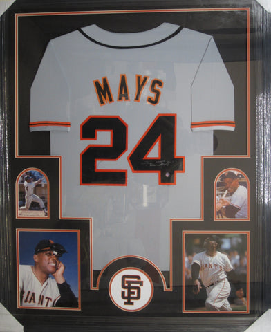 San Francisco Giants Willie Mays SIGNED Framed Matted Jersey SAY HEY COA