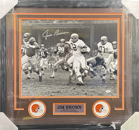 Cleveland Browns Jim Brown SIGNED 16x20 Framed Photo JSA COA