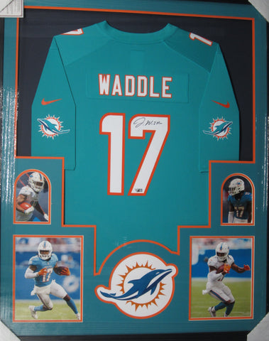 Miami Dolphins Jaylen Waddle SIGNED Framed Matted Jersey FANATICS COA