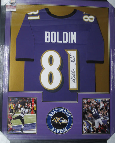 Baltimore Ravens Anquan Boldin SIGNED Framed Matted Jersey JSA COA