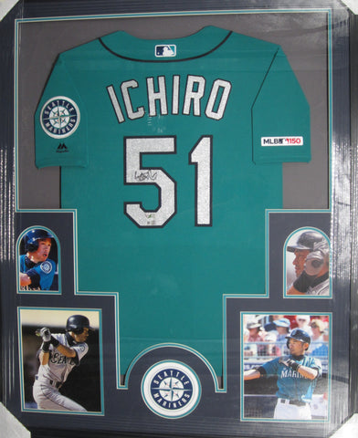 Seattle Mariners Ichiro Suzuki SIGNED Framed Matted Jersey FANATICS COA